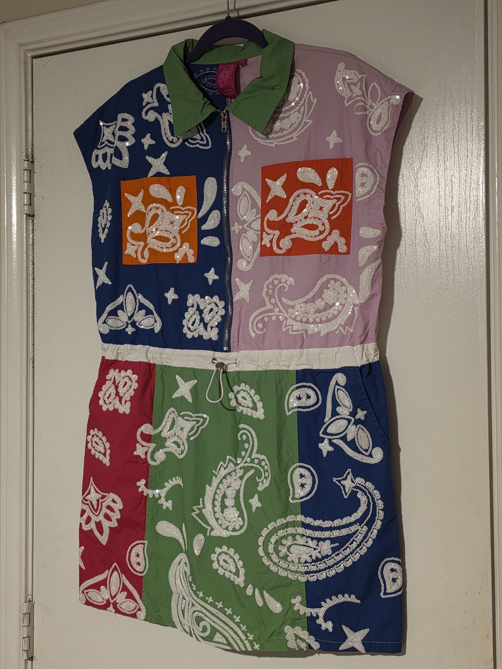Colorblock Bandana Print Romper